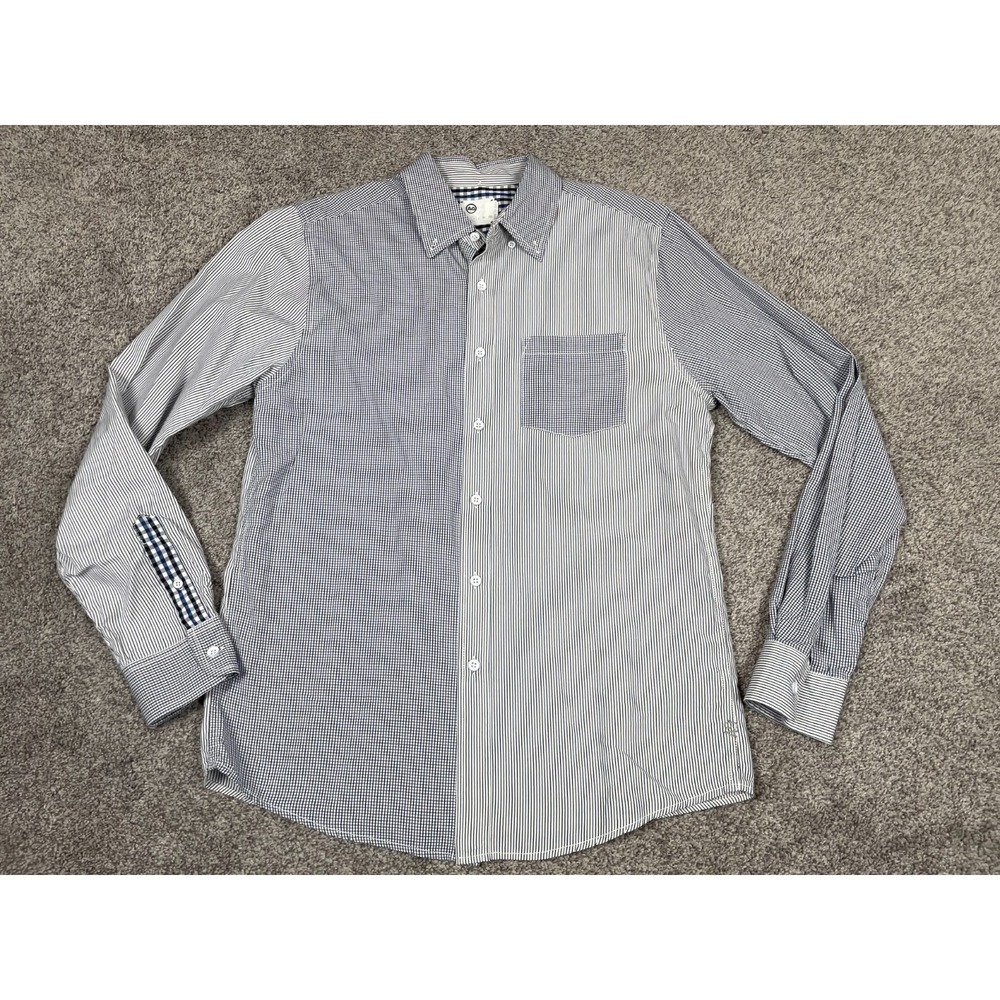 AG Adriano Goldschmied Shirt Mens Medium Blue Button Down Preppy Cotton Striped